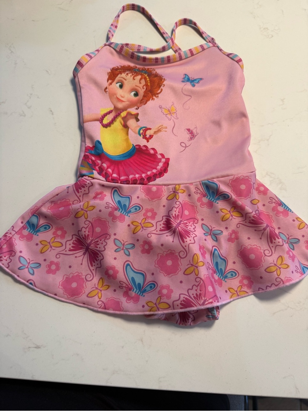 Disney fancy Nancy  Pink Butterfly Skirted One-Piece Swimsuit
